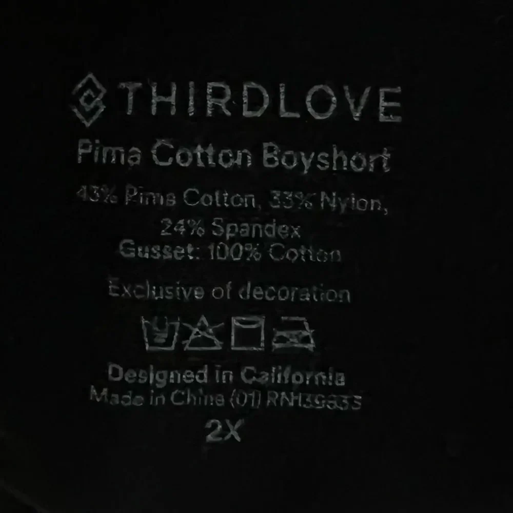 🚨4/$25 NWT Thirdlove Pima Cotton Black Boyshort Panty Size 1X 2X